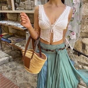 Zara embroidered white top